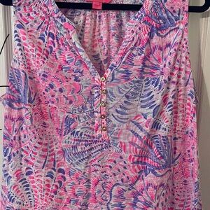 Lilly Pulitzer Pink and Purple Patterned Blouse